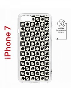 Чехол на iPhone 7, 8, SE 2020 2022 MagSafe Kruche Print Шахматы-цветы с магнитом КruЧЕ