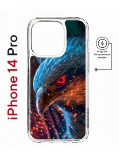 Чехол на iPhone 14 Pro MagSafe с принтом Kruche Print Орел противоударный с магнитом КruЧЕ