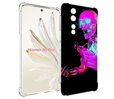 Чехол MyPads скелет-робот-фиолетовый для Honor 80 Pro