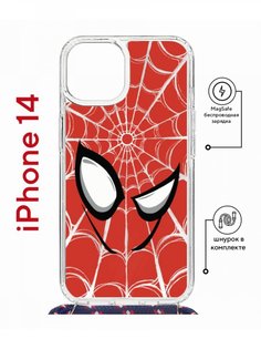 Чехол на iPhone 14 MagSafe с принтом Kruche Print Человек-Паук красный с магнитом, шнурком КruЧЕ