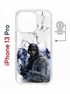 Чехол на iPhone 13 Pro MagSafe Kruche Print Call of Duty противоударный с магнитом КruЧЕ