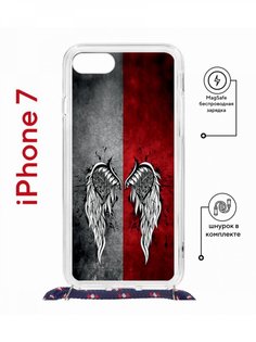 Чехол на iPhone 7/8/SE 2020,2022 MagSafe Kruche Print Крылья с магнитом, со шнурком КruЧЕ