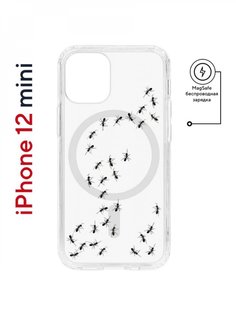 Чехол на iPhone 12 mini MagSafe Kruche Print Муравьи противоударный с магнитом КruЧЕ