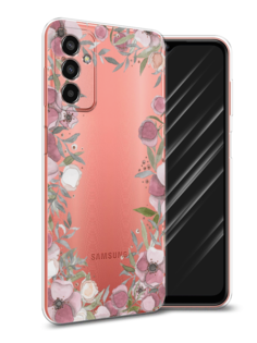 Чехол Awog на Samsung Galaxy M13 / Самсунг M13 "Розовая цветочная рамка"