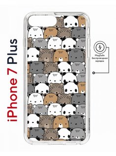 Чехол на iPhone 7 Plus/8 Plus MagSafe Kruche Print Медвежата противоударный с магнитом КruЧЕ