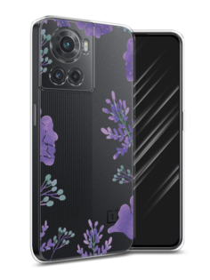 Чехол Awog на OnePlus 10R / ВанПлас 10R "Сиреневая цветочная рамка"