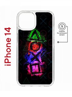 Чехол на iPhone 14 MagSafe с принтом Kruche Print Гейминг противоударный с магнитом КruЧЕ