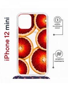 Чехол на iPhone 12 mini MagSafe с принтом Kruche Print Orange с магнитом, со шнурком КruЧЕ