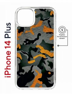 Чехол на iPhone 14 Plus MagSafe с принтом Kruche Print Камуфляж противоударный с магнитом КruЧЕ