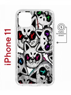 Чехол на iPhone 11 MagSafe с принтом Kruche Print Angry Cats противоударный с магнитом КruЧЕ