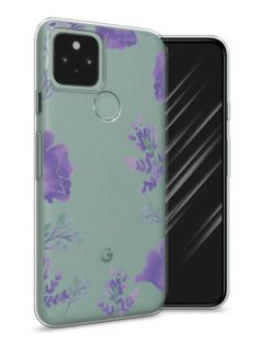 Чехол Awog на Google Pixel 5 "Сиреневая цветочная рамка"