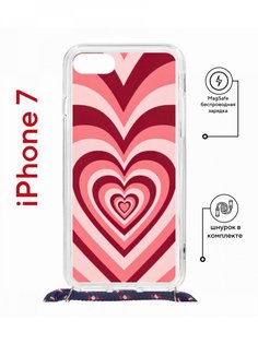 Чехол на iPhone 7/8/SE 2020,2022 MagSafe Kruche Print Сердце с магнитом, со шнурком КruЧЕ