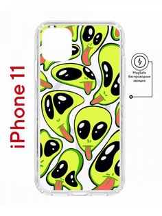 Чехол на iPhone 11 MagSafe с принтом Kruche Print Инопланетянин противоударный с магнитом КruЧЕ