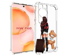 Чехол MyPads девушка-с-модным-чемоданом женский для Huawei P60