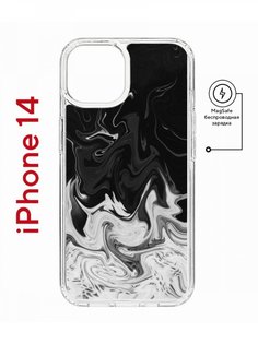 Чехол на iPhone 14 MagSafe с принтом Kruche Print Разводы краски противоударный с магнитом КruЧЕ
