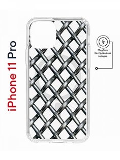 Чехол на iPhone 11 Pro MagSafe с принтом Kruche Print Стальная сетка с магнитом КruЧЕ