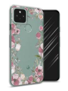 Чехол Awog на Google Pixel 5 "Розовая цветочная рамка"