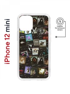Чехол на iPhone 12 mini MagSafe Kruche Print Плейлисты противоударный с магнитом КruЧЕ