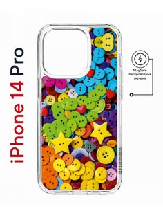Чехол на iPhone 14 Pro MagSafe с принтом Kruche Print Пуговки противоударный с магнитом КruЧЕ
