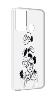 Чехол MyPads человек с разными масками для Itel P37/Itel Vision 2S