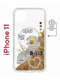 Чехол на iPhone 11 MagSafe с принтом Kruche Print Крафтовые наклейки с магнитом КruЧЕ