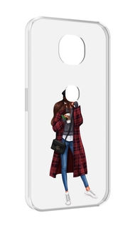 Чехол MyPads девушка-в-клетчатом-пальто для Motorola Moto G5S (XT1799-2)
