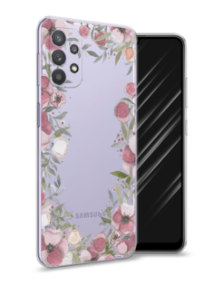 Чехол Awog на Samsung Galaxy A32 / Самсунг A32 "Розовая цветочная рамка"