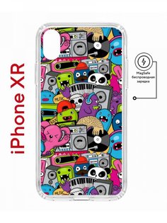Чехол на iPhone XR MagSafe с принтом Kruche Print Monsters music противоударный с магнитом КruЧЕ