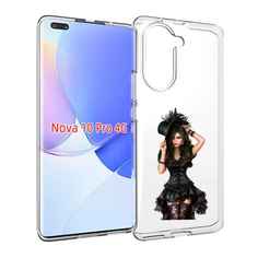 Чехол MyPads стройная-девушка-в-черном-платье для Huawei Nova 10 Pro противоударный