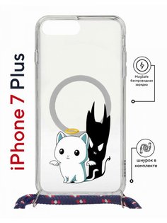 Чехол на iPhone 7 Plus/ 8 Plus MagSafe Kruche Print Angel Demon с магнитом, со шнурком КruЧЕ