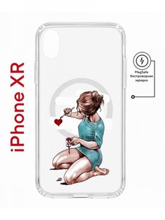 Чехол на iPhone XR MagSafe с принтом Kruche Print Рисуя любовь противоударный с магнитом КruЧЕ