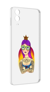 Чехол MyPads девушка в татуировках с короной для Samsung Galaxy Z Flip 4 (SM-F721)