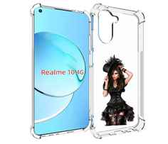 Чехол MyPads стройная-девушка-в-черном-платье для Realme 10