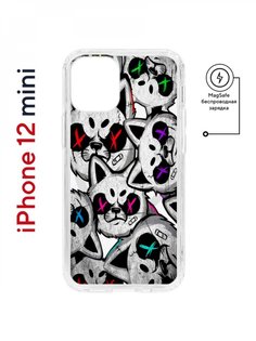 Чехол на iPhone 12 mini MagSafe Kruche Print Angry Cats противоударный с магнитом КruЧЕ