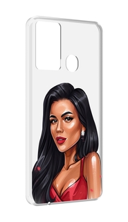 Чехол MyPads Брюнетка-в-красном-платье для Itel P37/Itel Vision 2S
