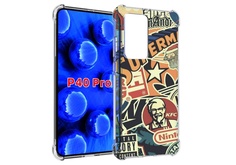 Чехол MyPads Лейблы-на-постере для Huawei P40 Pro противоударный