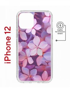 Чехол на iPhone 12/12 Pro MagSafe с принтом Kruche Print Гортензия с магнитом КruЧЕ