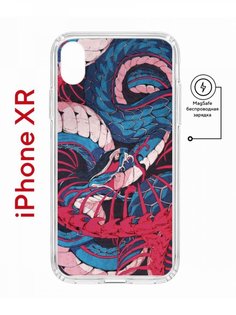 Чехол на iPhone XR MagSafe с принтом Kruche Print Японская змея противоударный с магнитом КruЧЕ