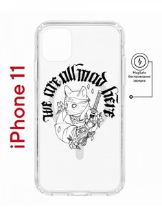 Чехол на iPhone 11 MagSafe с принтом Kruche Print J-Cat противоударный с магнитом КruЧЕ