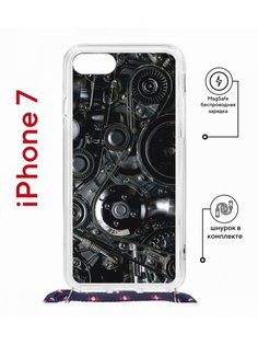 Чехол на iPhone 7/8/SE 2020,2022 MagSafe Kruche Print Двигатель с магнитом, со шнурком КruЧЕ