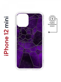 Чехол на iPhone 12 mini MagSafe Kruche Print Витраж противоударный с магнитом КruЧЕ