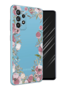 Чехол Awog на Samsung Galaxy A52 / Самсунг A52 "Розовая цветочная рамка"