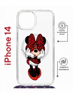 Чехол на iPhone 14 MagSafe с принтом Kruche Print Минни с магнитом, со шнурком КruЧЕ