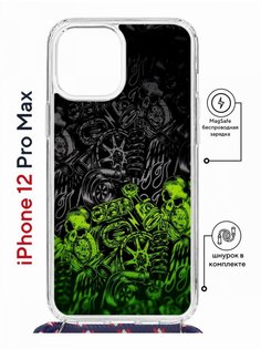 Чехол на iPhone 12 Pro Max MagSafe с принтом Kruche Print Garage с магнитом, со шнурком КruЧЕ