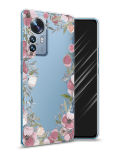 Чехол Awog на Xiaomi 12 Pro "Розовая цветочная рамка"