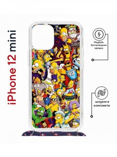 Чехол на iPhone 12 mini MagSafe с принтом Kruche Print Симпсоны с магнитом, со шнурком КruЧЕ