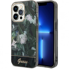 Чехол Guess pc/tpu jungle w electroplated camera hard для iphone 14 pro max, зеленый