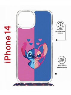 Чехол на iPhone 14 MagSafe с принтом Kruche Print СТИЧ с магнитом, со шнурком КruЧЕ