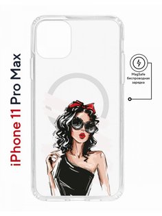 Чехол на iPhone 11 Pro Max MagSafe с принтом Kruche Print Фэшн леди с магнитом КruЧЕ
