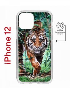 Чехол на iPhone 12/12 Pro MagSafe с принтом Kruche Print Крадущийся тигр с магнитом КruЧЕ
